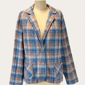 VINTAGE tartan plaid blazer suit jacket‎ coat earthy lightweight women’s 70s 80s